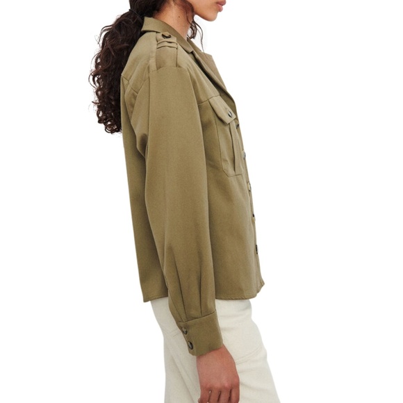 Olive Green Utility Double Pocket Button Down Shirt / Jacket - Picture 4 of 11